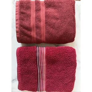 Burgundy red bath towel set of 2 cotton thick full standard size